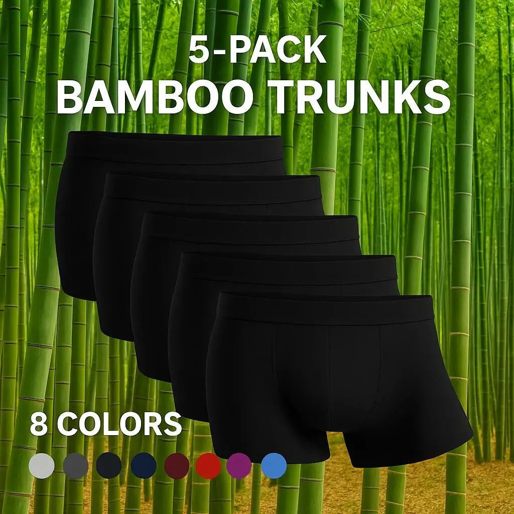 5 Packs Bamboo Boxers Man XL XXL XXXL XXXXL 5XL 6XL Plus Size Underwear Men Flat Feet Gym Shorts Panties Black Underpants Gifts 260711