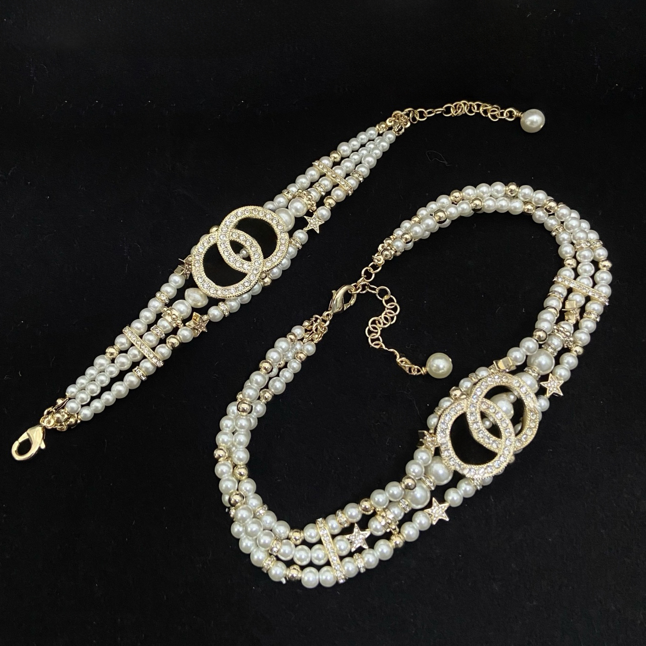 12A Top quality Luxury 1:1 Jewelry Sets Designer pearl jewelry Sets pearl bracelet and pearl Necklace 2 Sets two-piece sets without box
