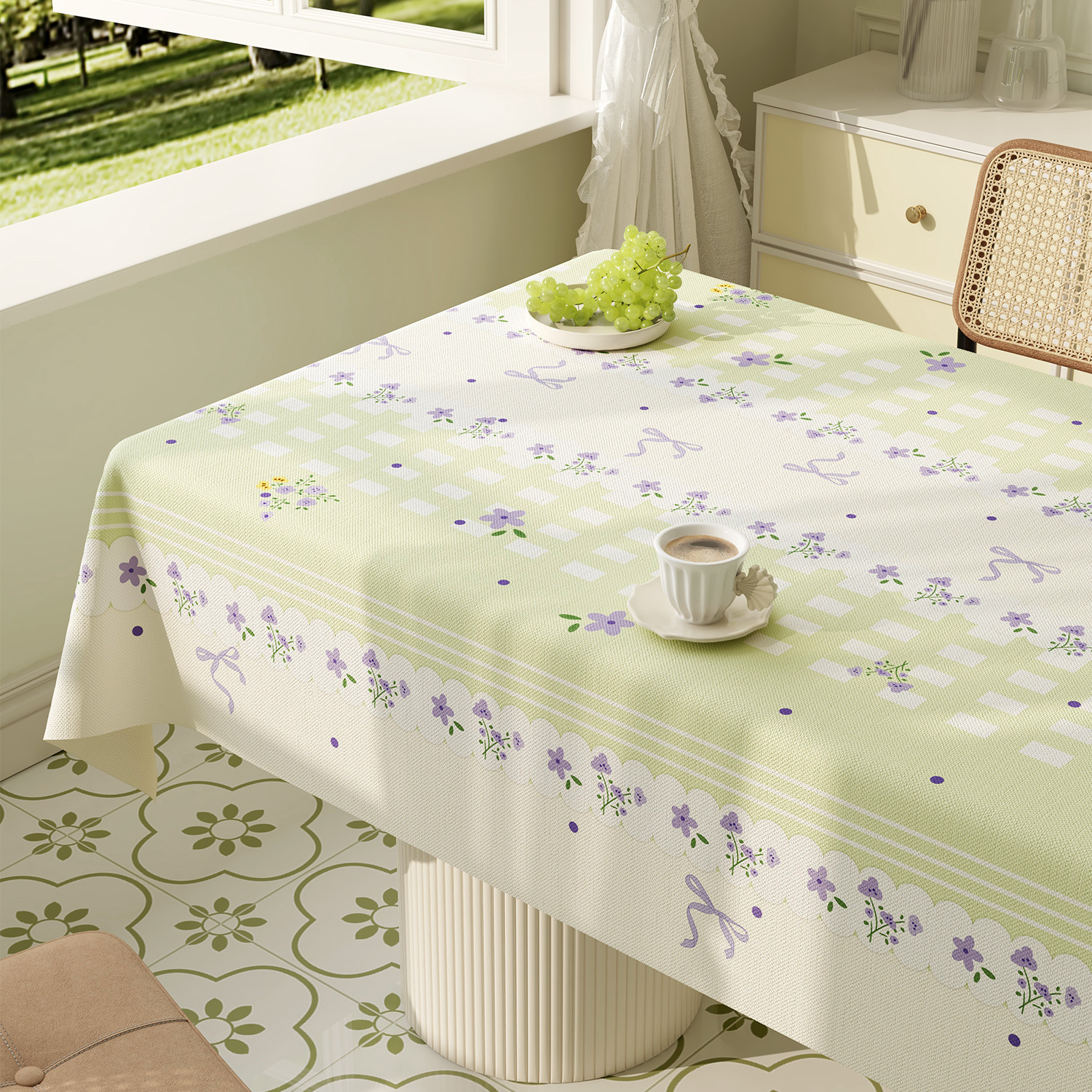 YL-38923 Nappe florale printanière de style pastoral personnalisée imperméable, résistante à l'huile et sans entretien ;Nouveau design adapté aux