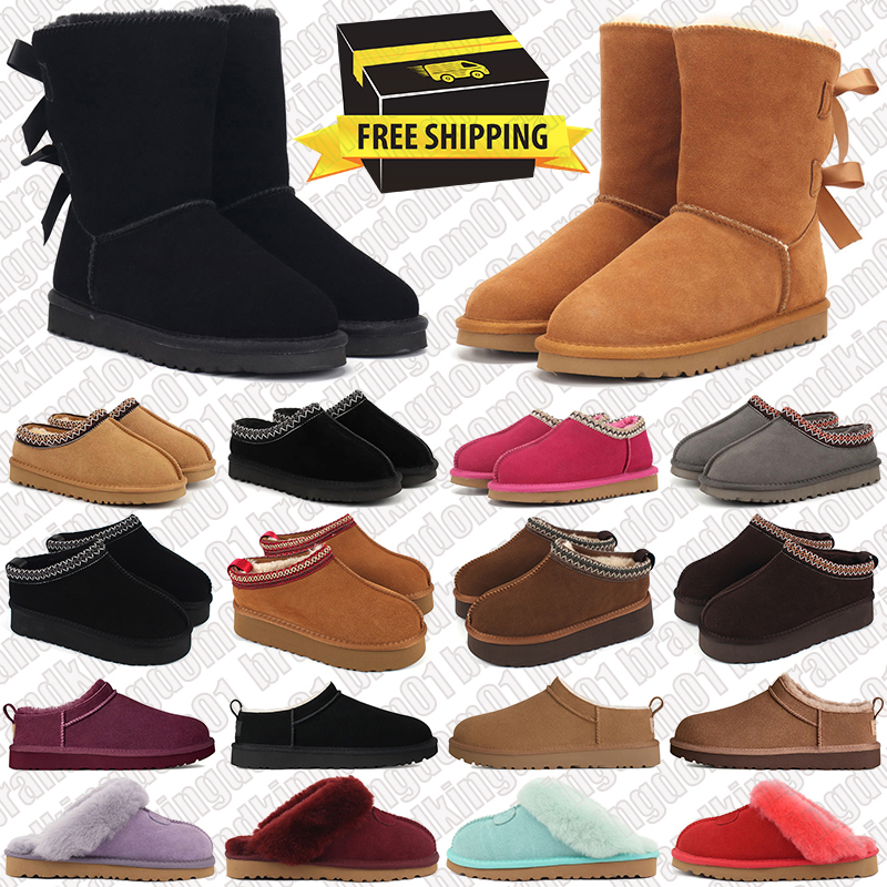 free shipping women tasman tazz slippers sandals slides mule platform slipper khaki grey brown black pink red mini ankle snow boots warm seed clo-image-844738397