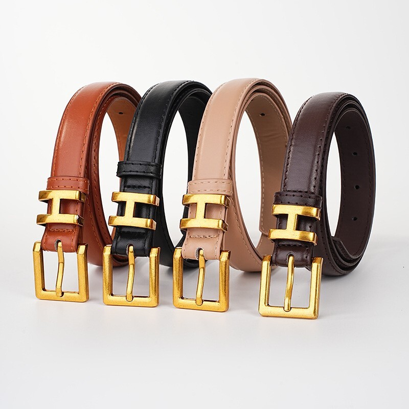 Designer belt New vintage alloy H letter buckle belt for women ins style trendy simple and versatile pin buckle thin belt for women High quality wai