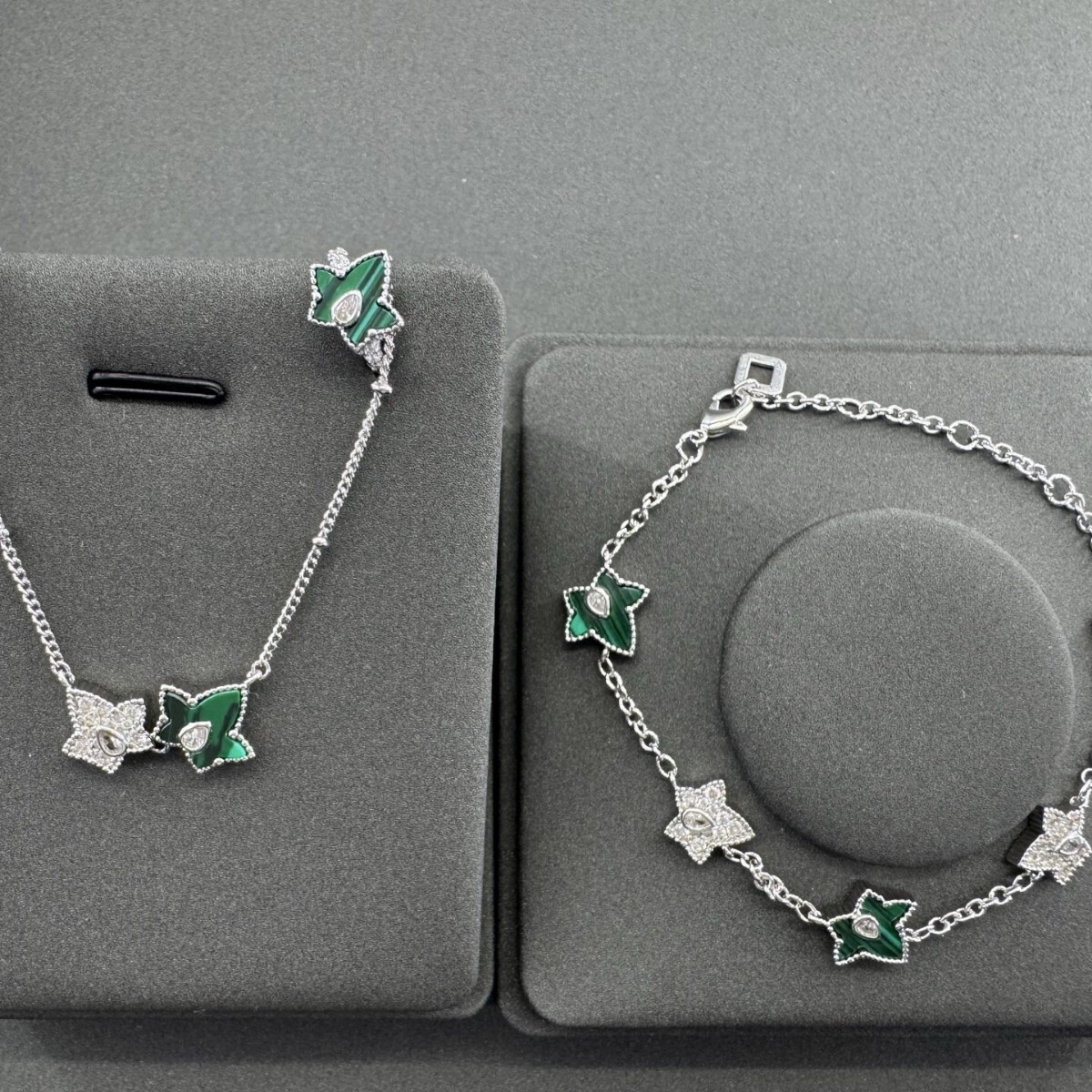 Laura's New Five-leaf Diamond Bracelet Designer For Women In Rose Gold High-quality Ivy Double-leaf Necklace And Double-leaf Earrings Set Gift