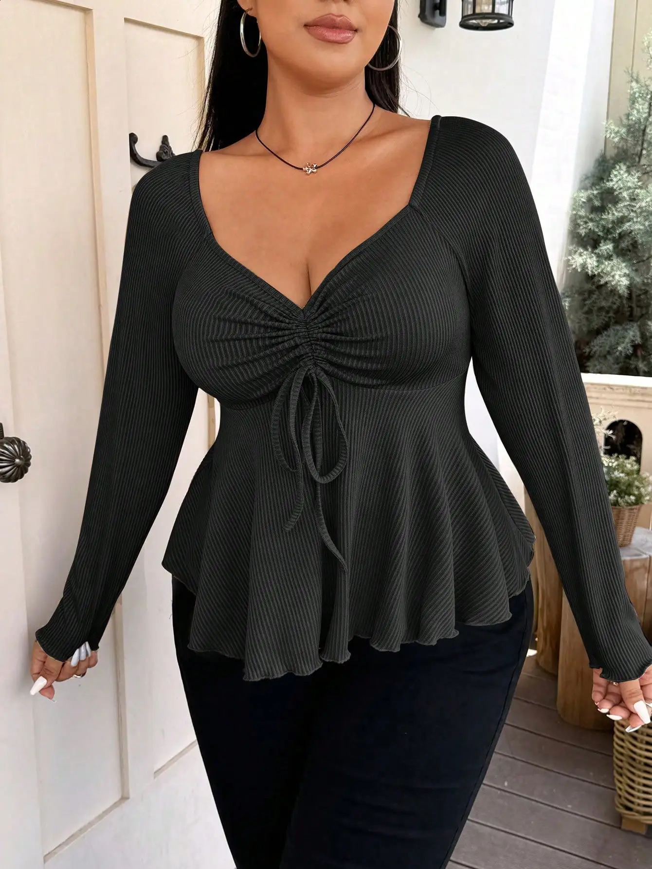Elegant special fashion solid color womens autumn and winter warm plus size Tshirt 260711banjia