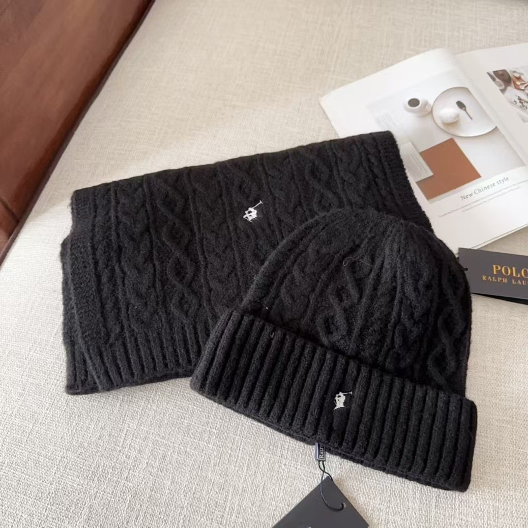 Winter Warm Solid Color Twisted Cable Knit 2 Piece Set Wool Blend Stretch Knitted Beanie Hat Long Scarf for Men Women Daily Outdoor Thermal Neck War