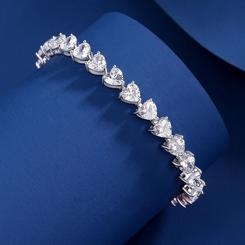 Choucong Designer Wedding Bracelets Sparkling Handmade Luxury Jewelry Silver Fill Hear Shape 5A Cubic Zirconia CZ Diamond Tennis Party Women Wrist B