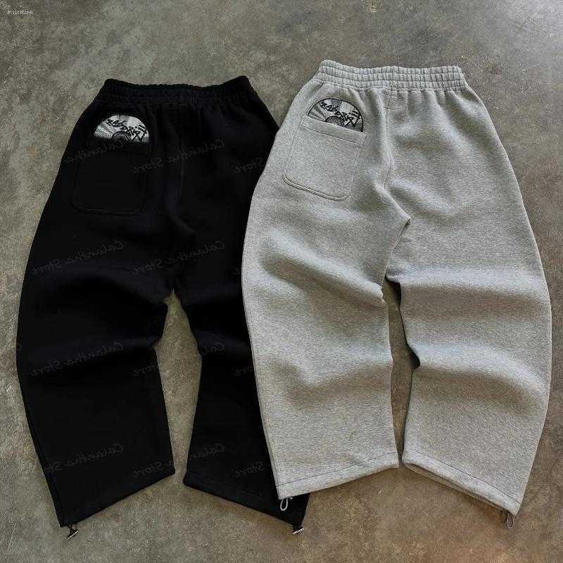 Mens Pants Disc Baggy Joggers Black Oversized Drawstring Flannel Lined Elastic Waistband Casual Strtwear Workout Daily Petite Y2K L26713