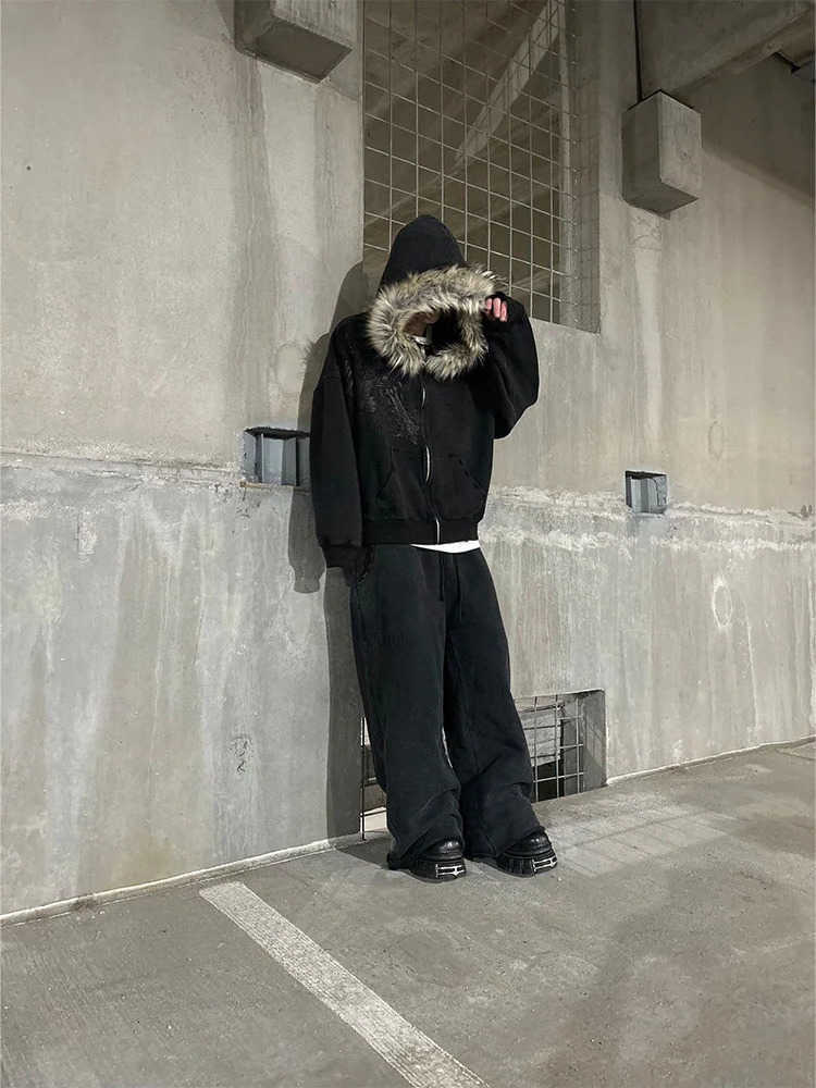AutumnWinter Y2k Women Aesthetic Harajuku Faux Fur Collar Hoodies Clothes Graphic Hip Hop Punk Gothic Zip Up Hoodies 2026 L26713