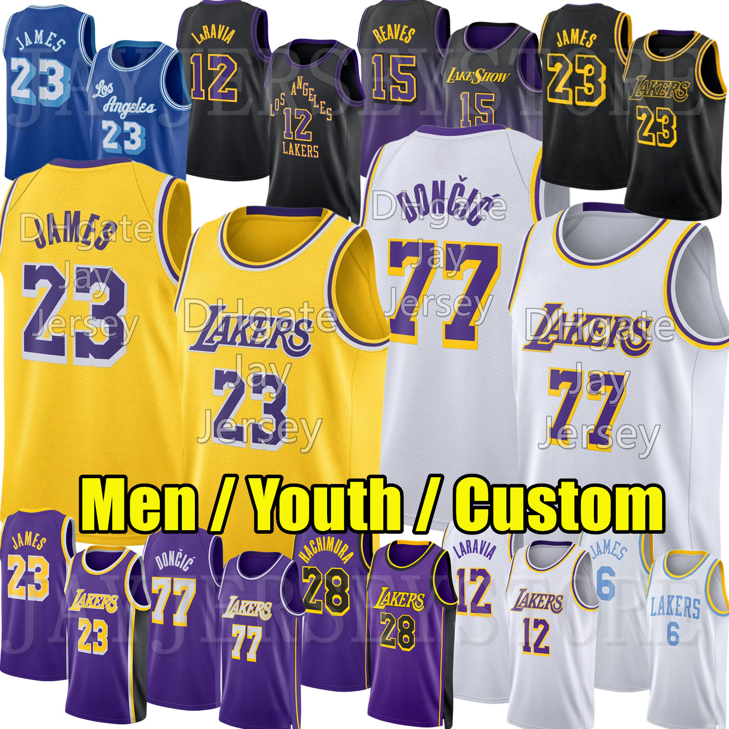 Lakerss Basketball Jersey Los Angeles Luka Doncic James Bronny James Jr. Bryant Austin Reaves Luke Kennard Deandre Ayton Marcus Smart Rui Hachimura
