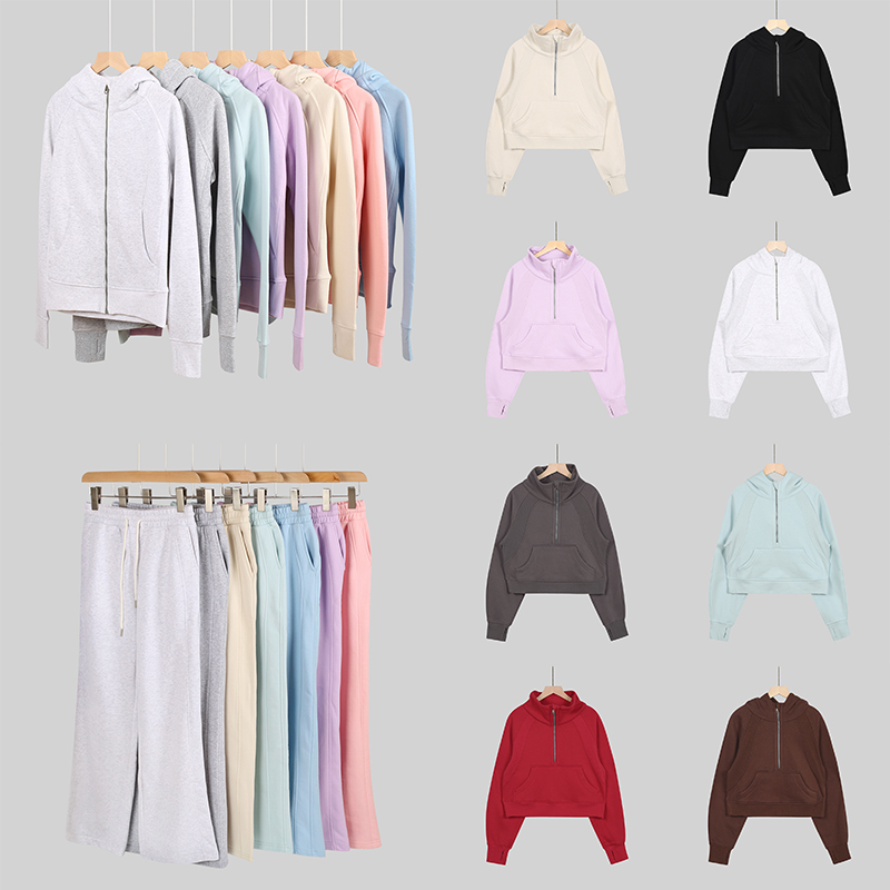 10A Yoga Sweat à capuche lullemonwomen scuba Femmes Designer Sweat à capuche façonnant la taille épais à manches longues demi-fermeture éclair sw
