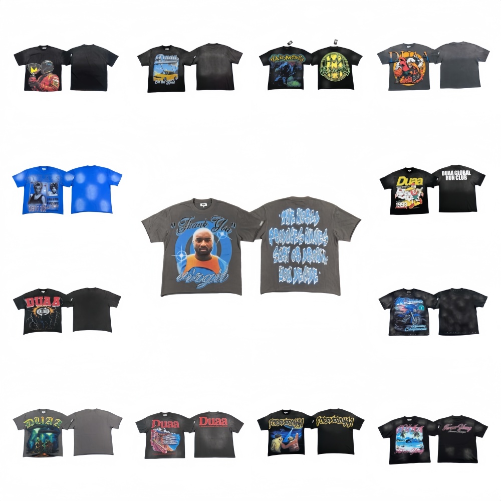 Duaa hommes t-shirt graphique tee femmes chemises de créateurs sweat-shirt mode pull hommes haute qualité lavage ancien modèle été loisirs marque