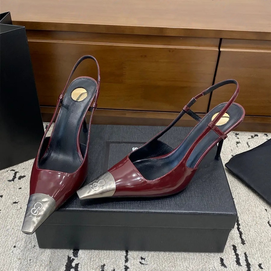Women Sandal Slbks Heels Genuine Leather Formal Designer Sandals High Heel Fashion Toe Ankle Strap Party Shoes Print Shoe Q260916