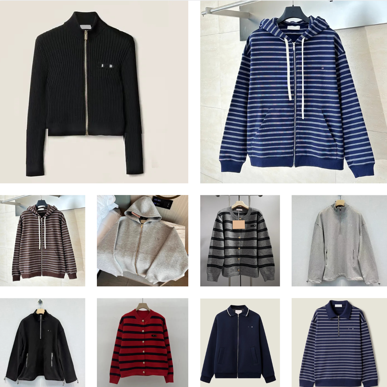 Miu Designer Zipper Gris Polaire Veste Automne MM Lettres Logo Brodé Printemps Manches Longues Sweat Marque De Luxe Preppy Street Style Manteaux