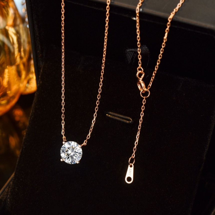 collier en or colliers de tennis mossinite chaîne de luxe bijoux 925 en argent sterling coupe ronde zircon cubique chaîne de fête diamant femmes