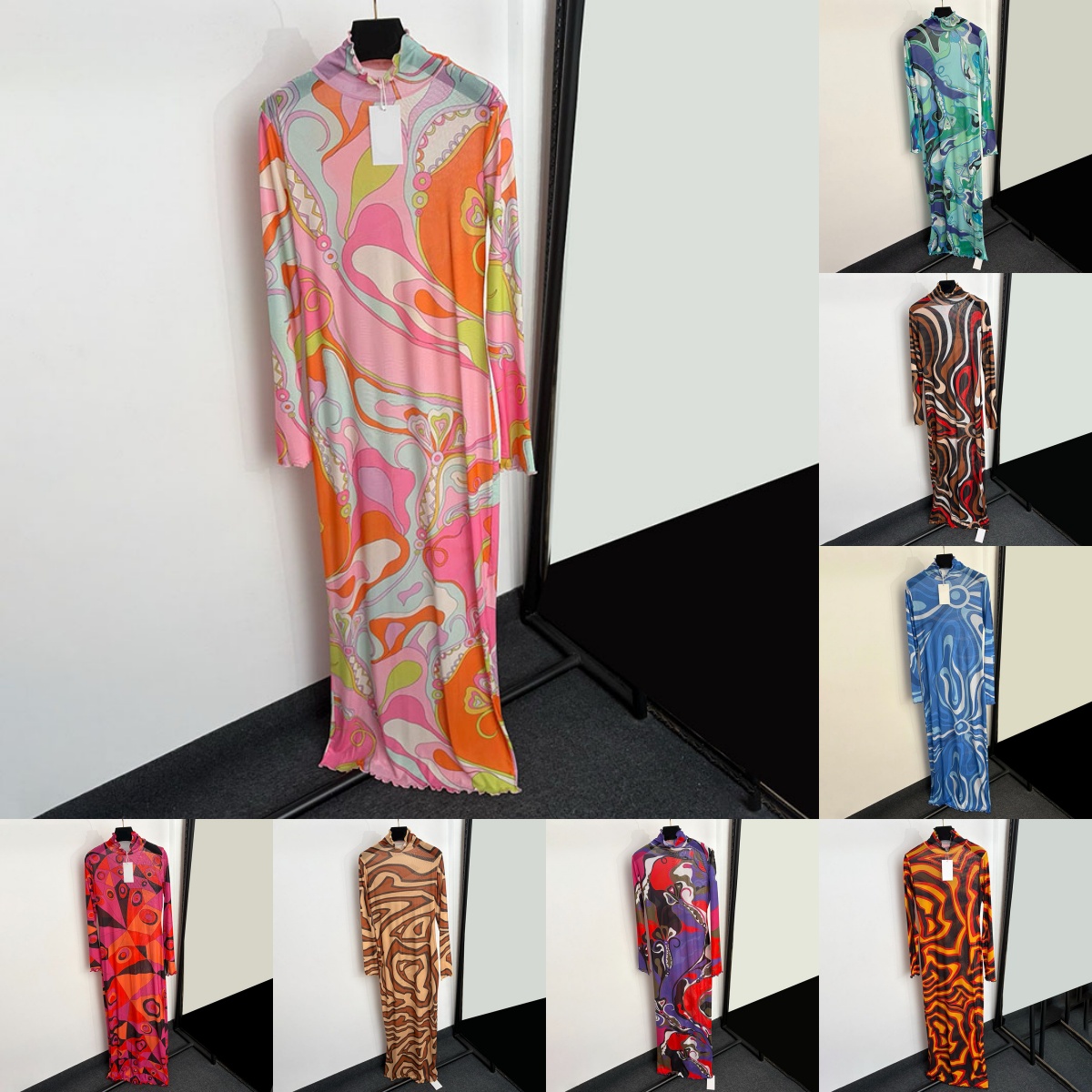 Slim Fit Dresses For Women High Neck Casual Long Dress Sexy See Through Dresses Summer Spring Vacation Beach Bohemian Maxi Dress