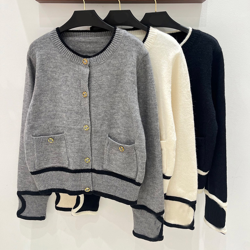Women Elegant Sweater Cardigans Luxury Chic Thicken Sweater Jacket Birthday Party Button Knitted Sweater