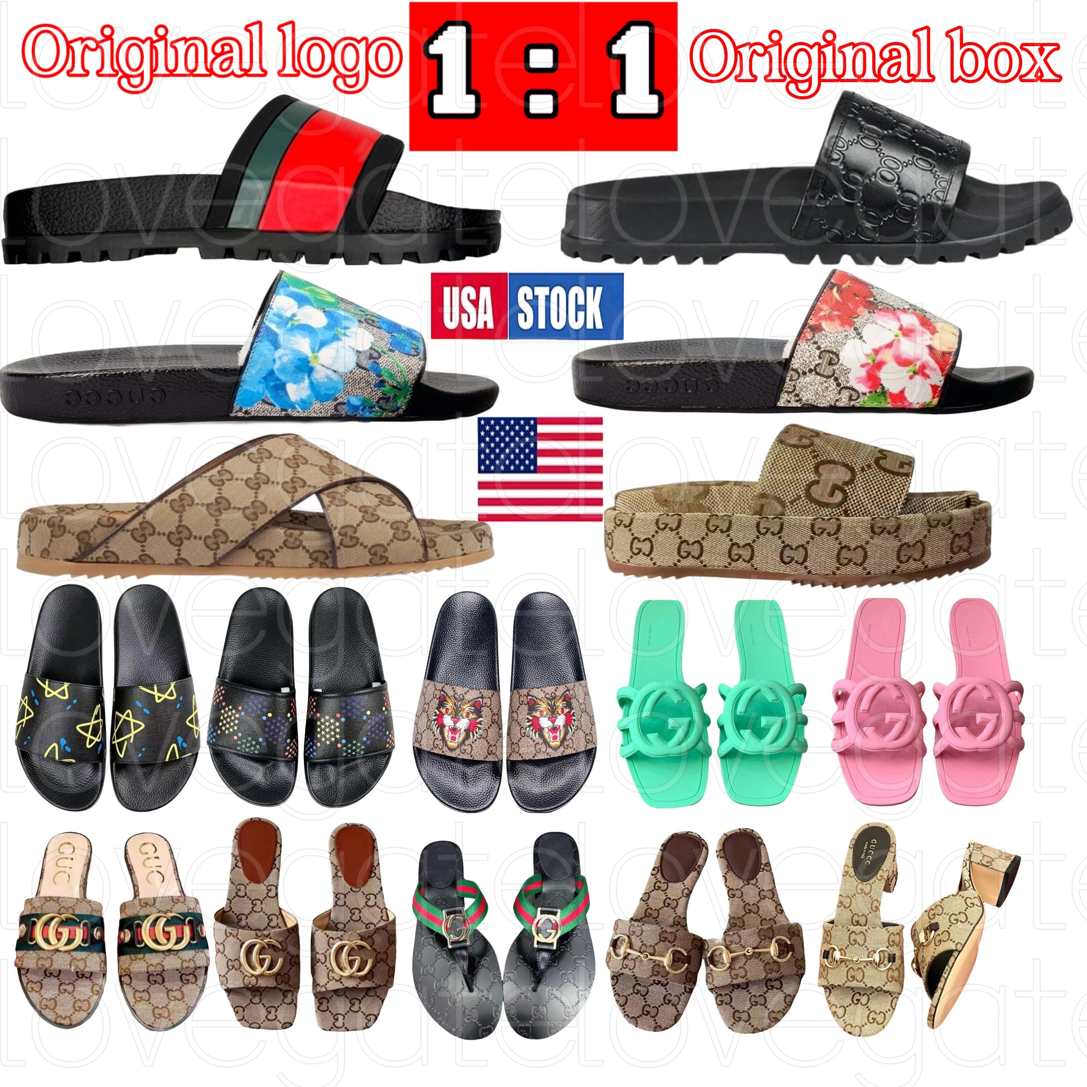 with box 1:1 guccii slides women designer sandals luxury sandal women sliders flip flops Platform Shoes slippers designer women Strap Buckle Thic-image-921822547
