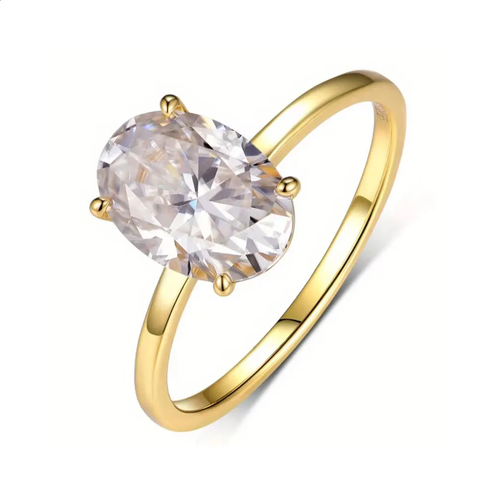 LYEE CYEE Classic S925 Sterling Silver 25CT Oval Ring Fine Jewelry Plated with 18k Gold Suitable for Gift Giving Anniversary 260711BJ