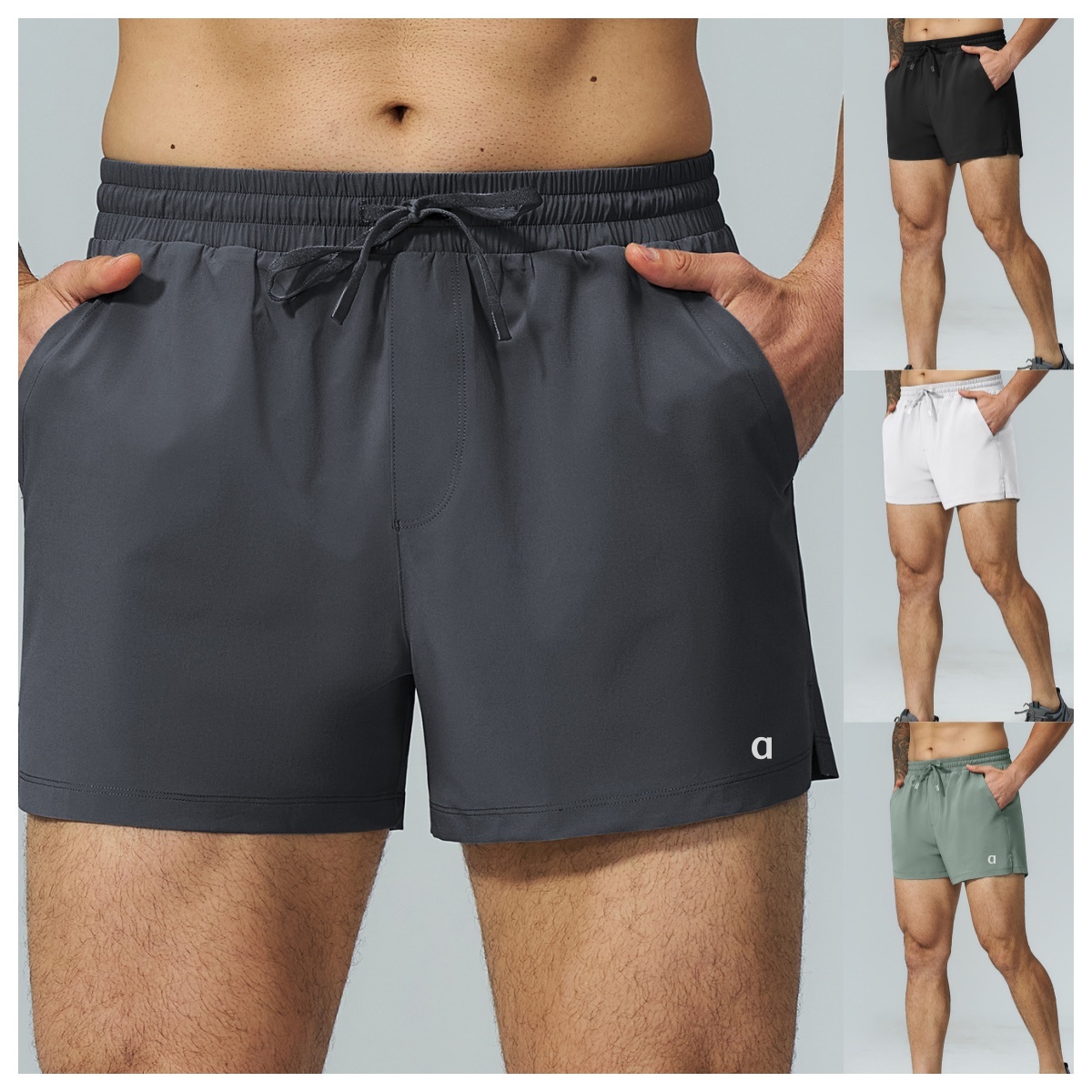 A2374 Breathable Double-Layer Mens Sport Shorts for Gym and Hiking Skin-Friendly Casual Training Running Pants Gym Shorts Workout Clothing