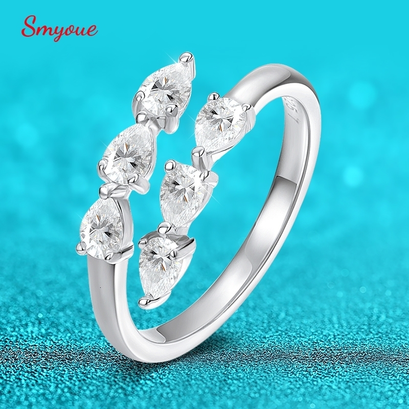 Smyoue Test Passed 34MM Rings for Women Lab Diamond Wedding Band 925 Sterling Silver Female Crown Single Tail Ring 260711BJ