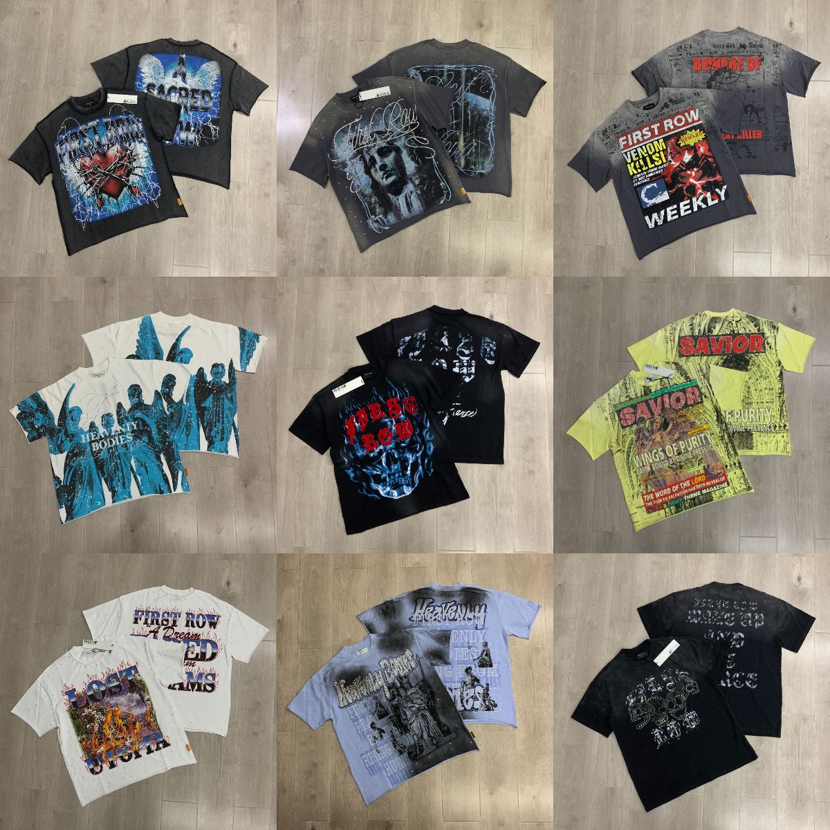 FIRST ROW Tee 2026ss Shirt Luxury Designer T Shirt Mens High Quality Graphic Tees Retro Hip Hop Streetwear Short Sleeve Summer Fashion Cotton Casual