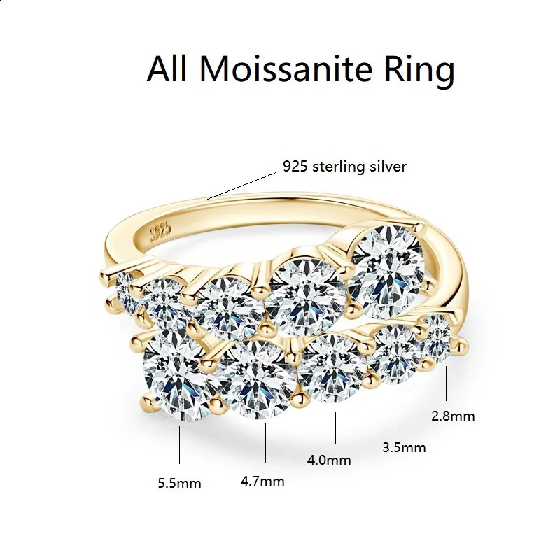 Anziw 925 Silver Rings Woman Bands 10 Stones 326cttw Sparkling Diamond Twist Shank Wedding Ring Engagement Jewelry 260711BJ