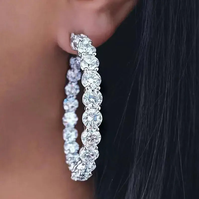 Jewer Designer moissanite Earring Trendy Hoop gold Earring Grown Diamond 100% Real for woman 925 Sterling Silver Party Wedding Earrings For Women Br