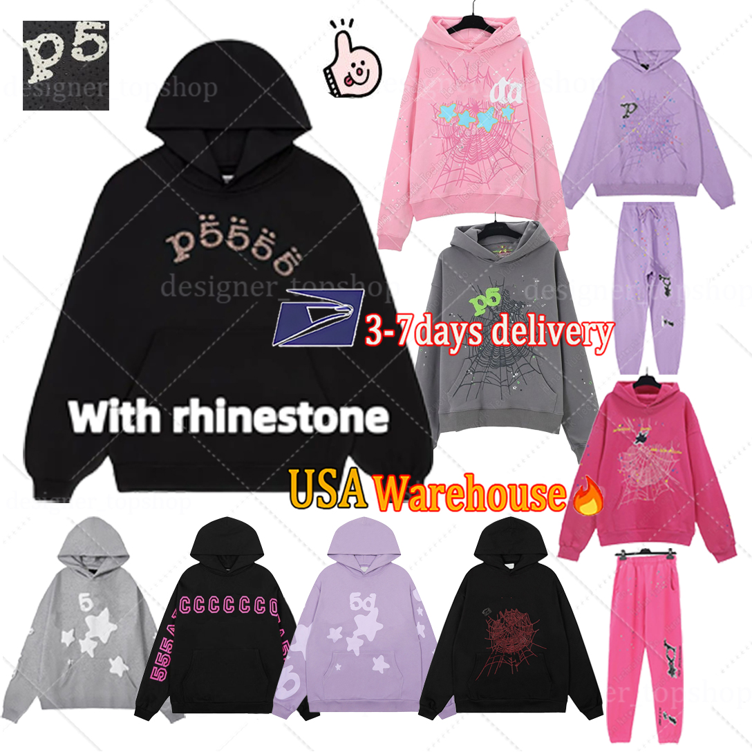 Spider hoodie Designer mens Rhinestone Hoody Cobweb Print mens hoodie Sweatshirts hoodies Women Tacksuit Joggers Pants Letter Loose Hip Hop Streetwe
