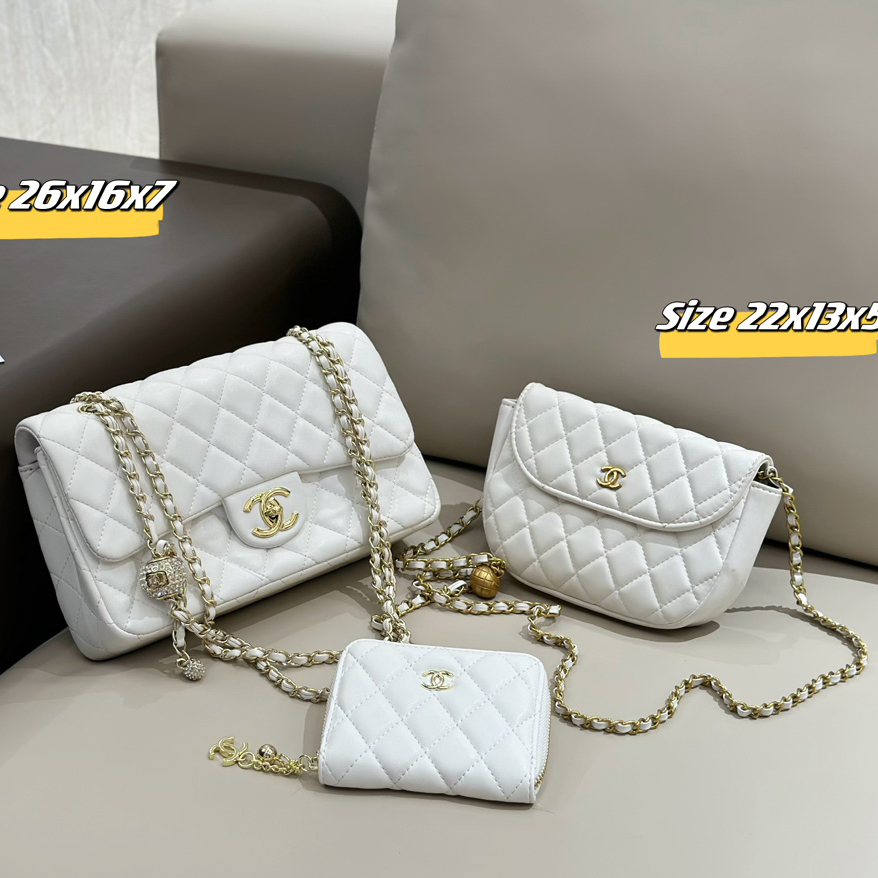 2026 CC bags Top Designer Handbag Shouder Chain Bag Cutch Fap Totes Bags Waet Check Thread C Purse Doube Letters Soid Hasp Waist Square Stripes Wome
