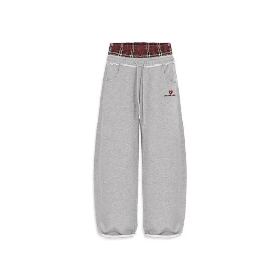 Men's Pants Deeptown Gray Vintage Striped Embroidery Women Sweatpants Double Waist American Style Straight Sports Baggy Casual Hip Hop