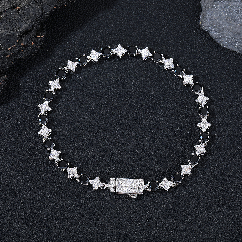 Luxury 14K Gold Fill Shape Tennis Black White Two Tone 5A Cubic Zircon CZ Diamond Bracelet Dainty Gothic Star Chain Bracelets Birthday for Her Gift