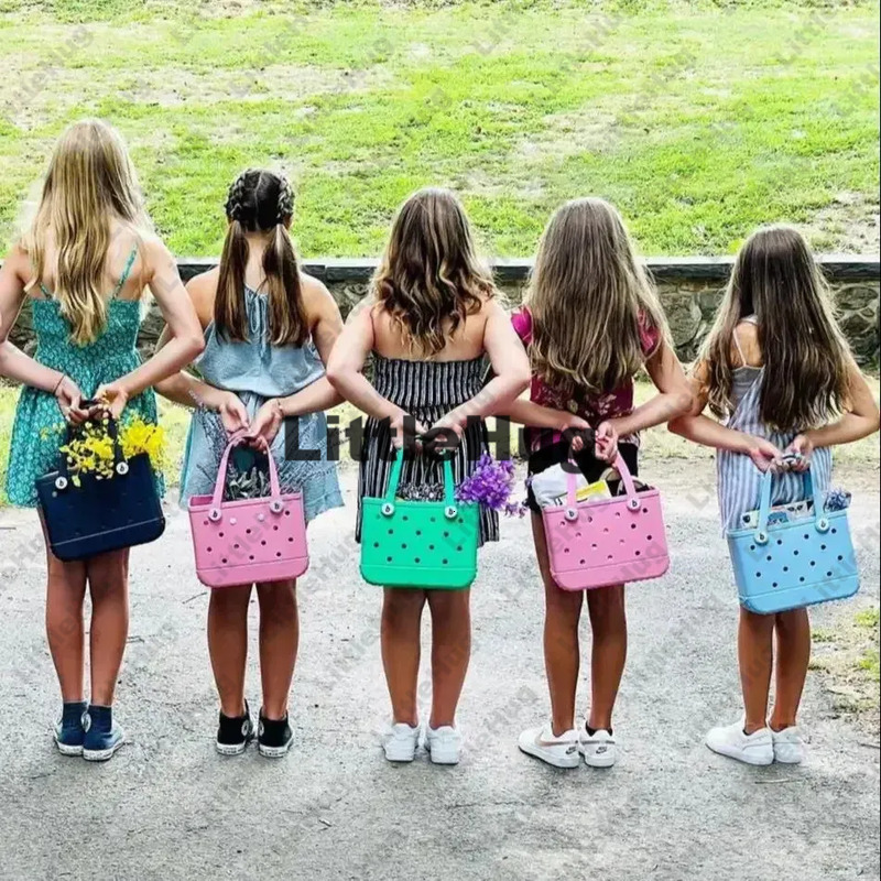 Beach Bogg Kids Lunch LXY91 Boxes Waterproof Cute Summer Storage Baskets Fashion Kid Outdoor Picnic Small Solid Color Eva Jelly Bag Handbags Mini To