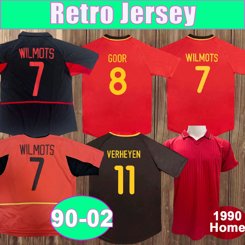 1990 2002 WILMOTS National Team Mens Retro Soccer Jerseys MPENZA GOOR VERHEYEN Home Away Vintage Football Shirts