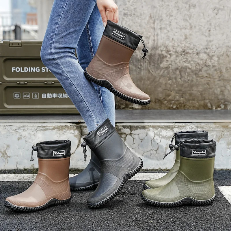 1 Pair of Mens Short Rain Boots Outdoor Waterproof Shoes for Commuting Womens Low-Top Lightweight Non-Slip Water Boots Beach Rain Boots 260713BJ