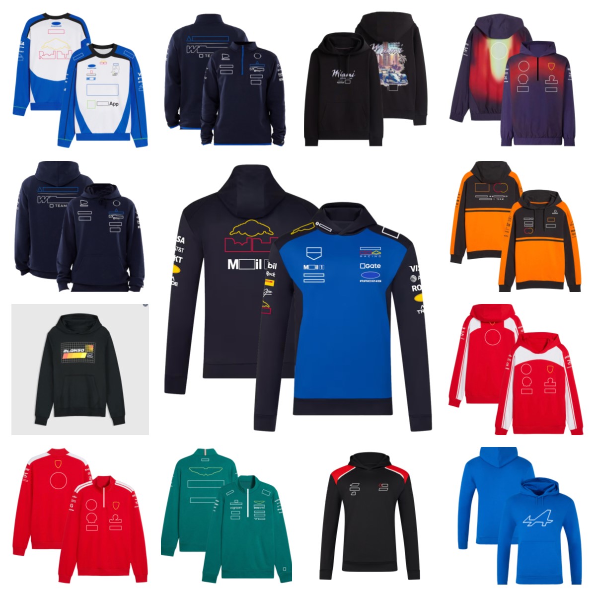 2026 F1 high-quality popular Formula 1 themed multi-team formula racing hooded sweater with F1 logo, racing casual pullover hat shirt, customizable,