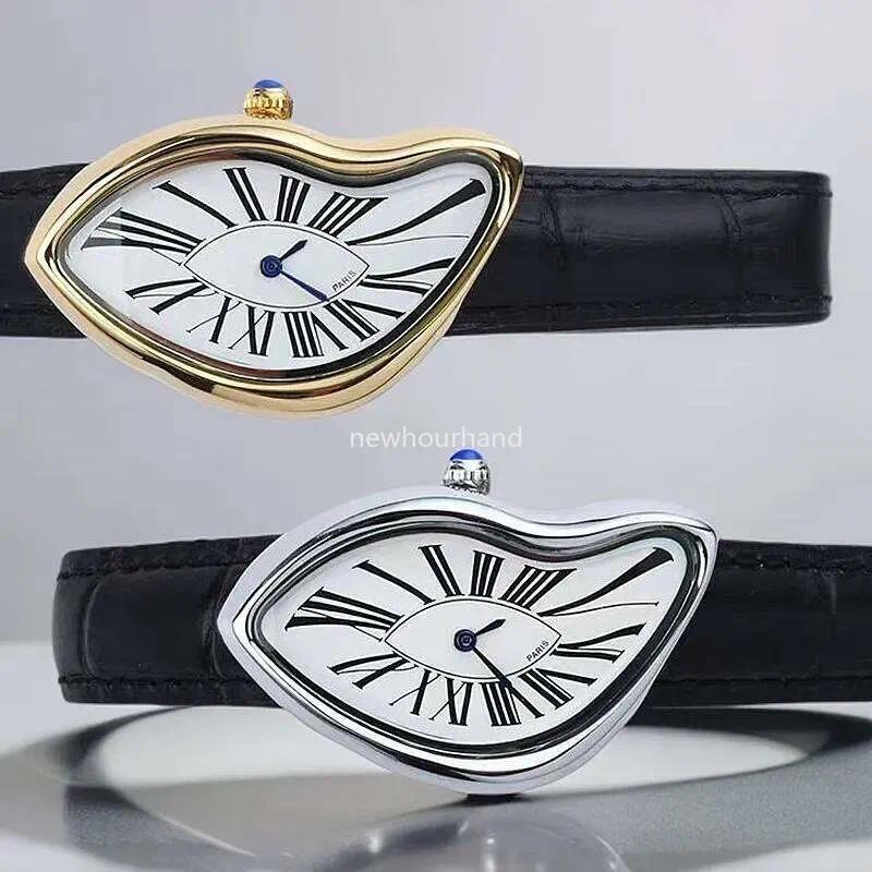 New Luxury Irregular Crash Melting Twist Watch Men's High Quality Genuine Leather Advanced Creative Design Y2K PARIS womens luxury watch watch