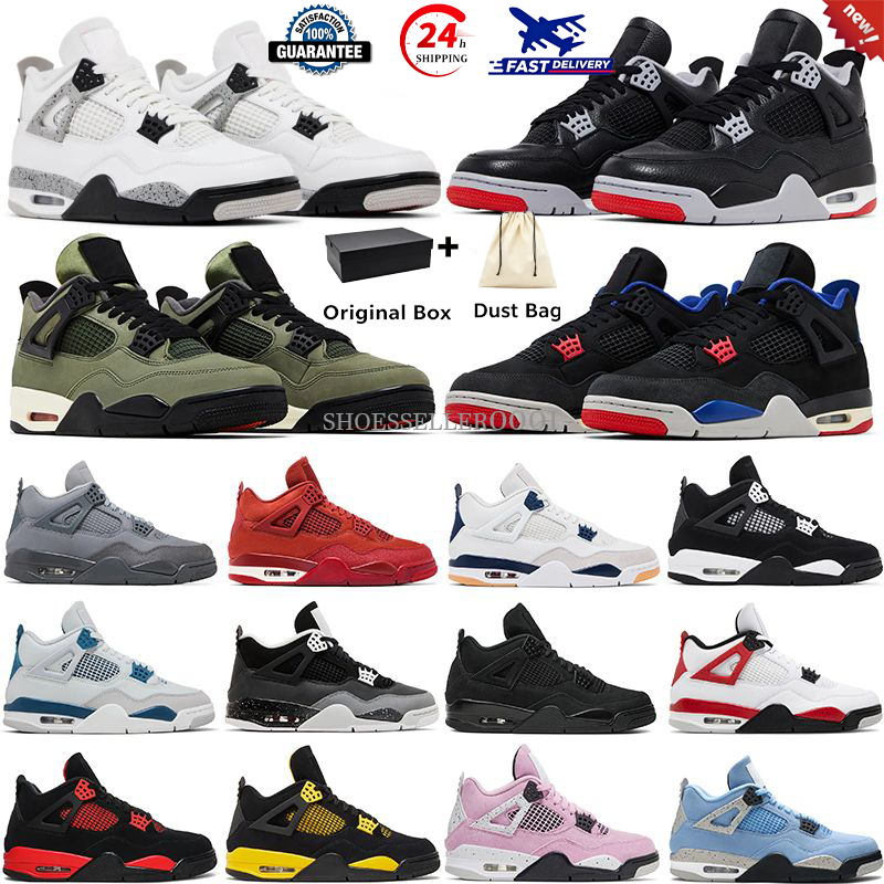 2026 Chaussures de basket-ball 4s Baskets Chaussures Femmes Hommes 4 Blanc Ciment Noir Chat Militaire Noir Marine Orchid Thunder Entraîneur