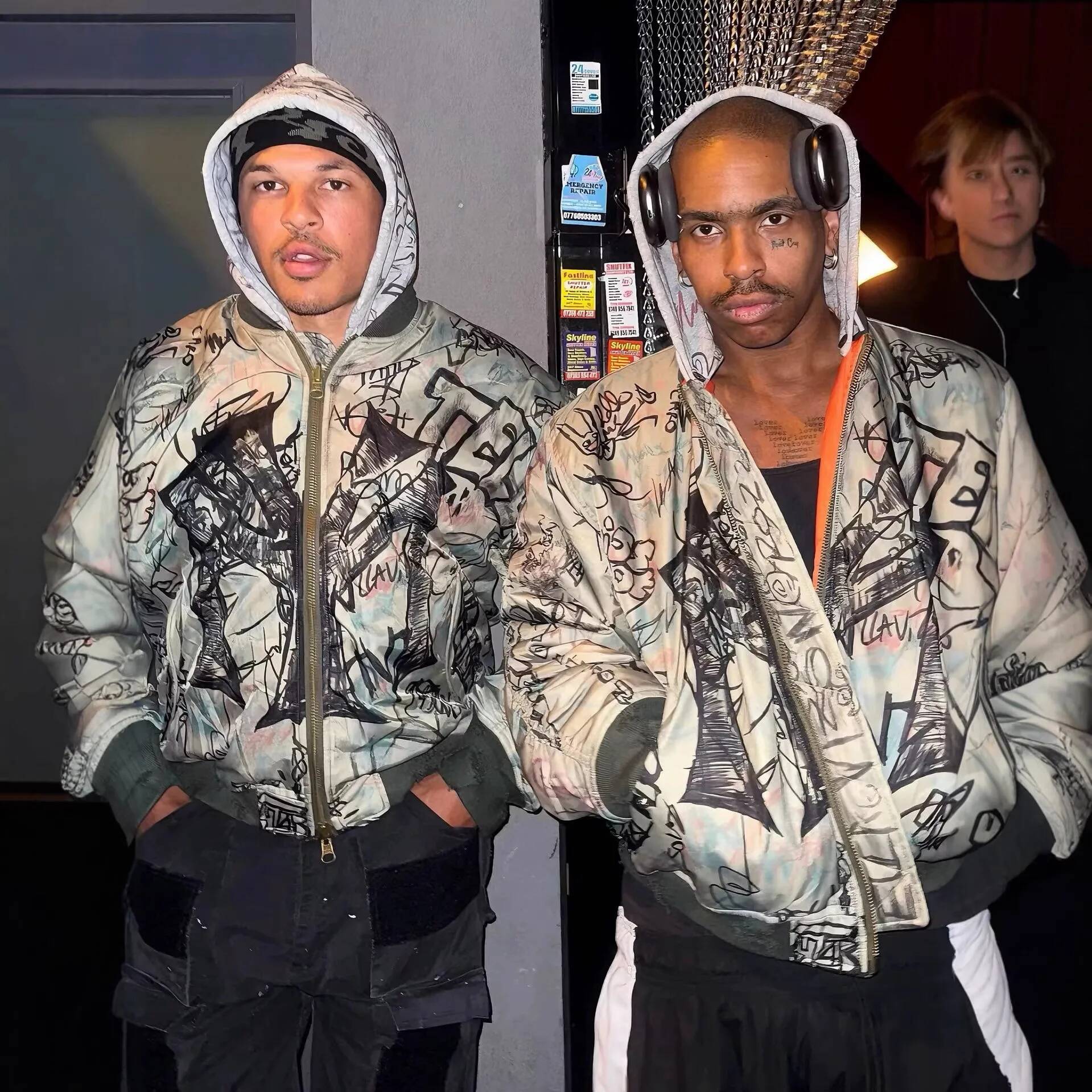 Mowalola MY City Hand-painted graffiti on the hooded cotton - size 6 Bomber jacket for both men and women