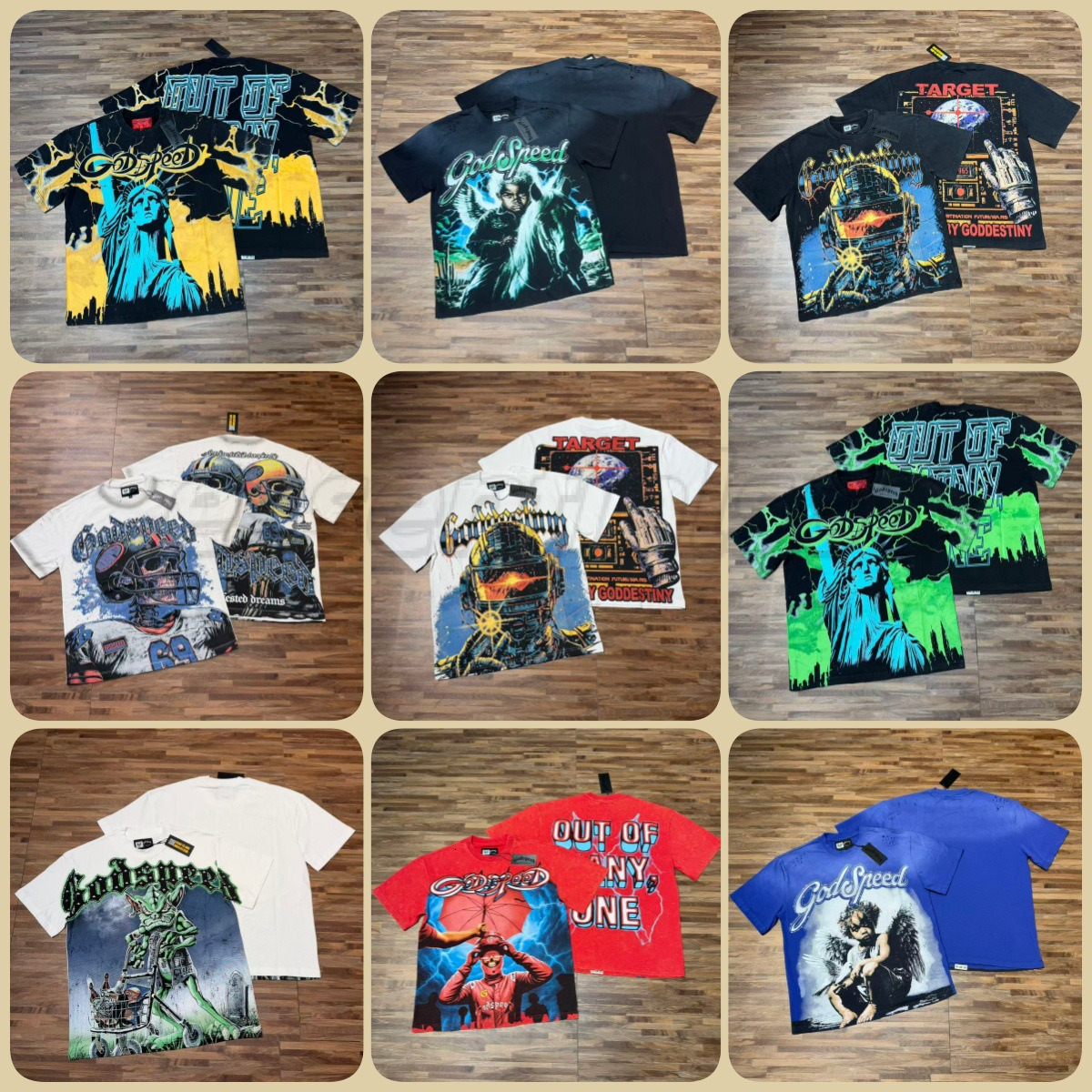 men shirt GOD designer t shirt mens t shirt graphic tee clothe classical hipster fabric cotton Street graffiti Letter foil print Vintage washed blac