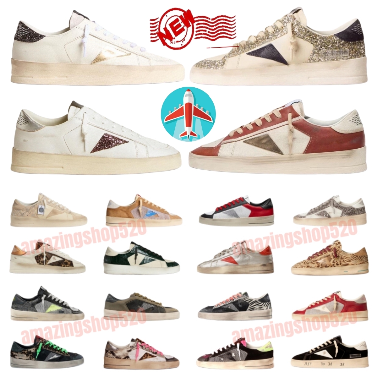 New Collection Spring Summer New Designer Retro Glitter Outdated Dirty Shoes Men s and Women s Casual Laces Hidden Wedge Casual Shoes Size 35-46