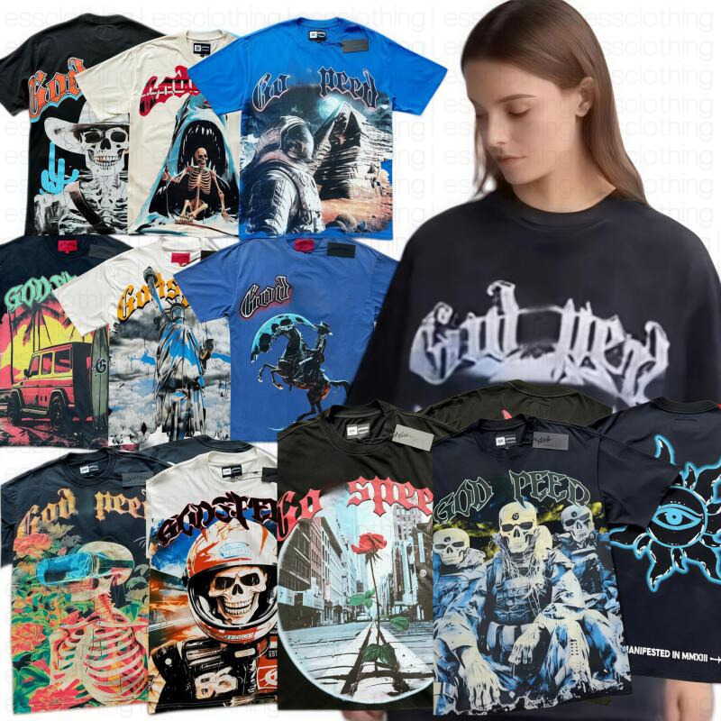 gods speedlis 2026 men designer mens t shirt graphic clothe classical hipster fabric cotton Street graffiti Letter foil print Vintage washed black t