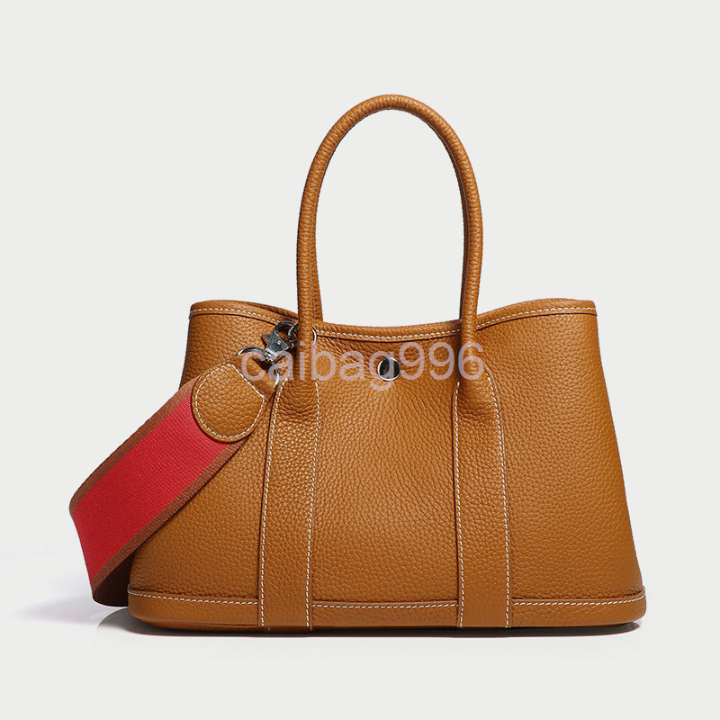 100 Real Leather Garden Party Bag Women Designer Shoulder Bags Mummy Shopping Large Totes Big Capacity With Colorful Strap New Cowskin Purses And Ha