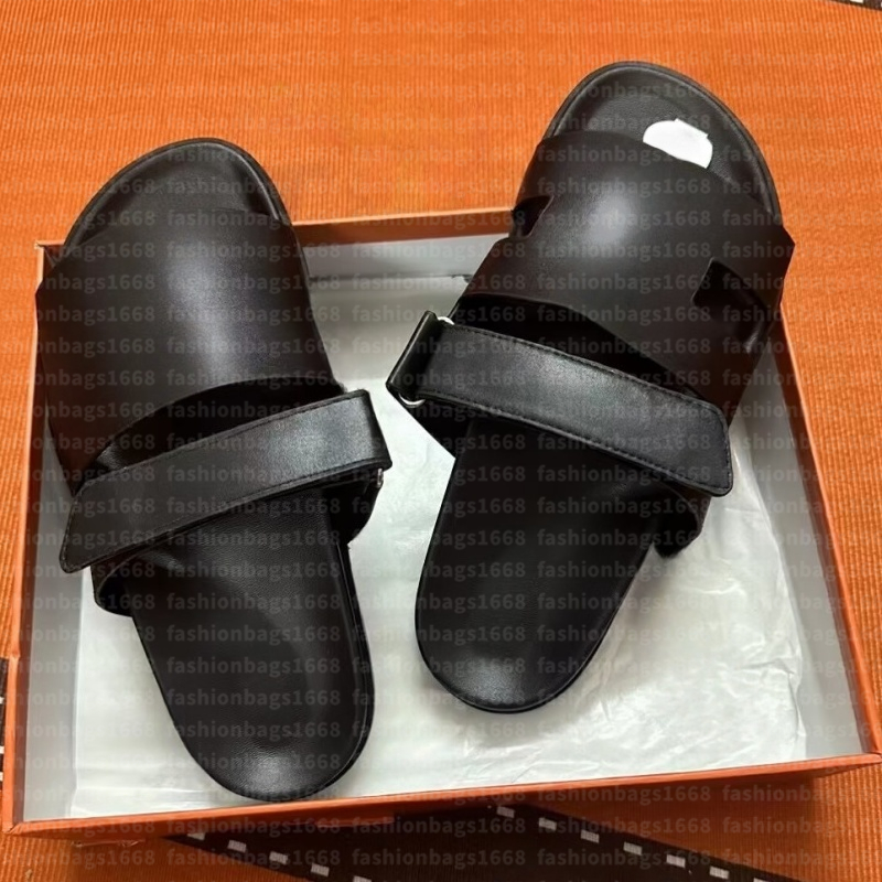 Créateurs de mode Modes Velcro Pantoufles coulissantes Sandales Noir Blanc Marron Chaussures pour hommes Femmes Taille 35-45