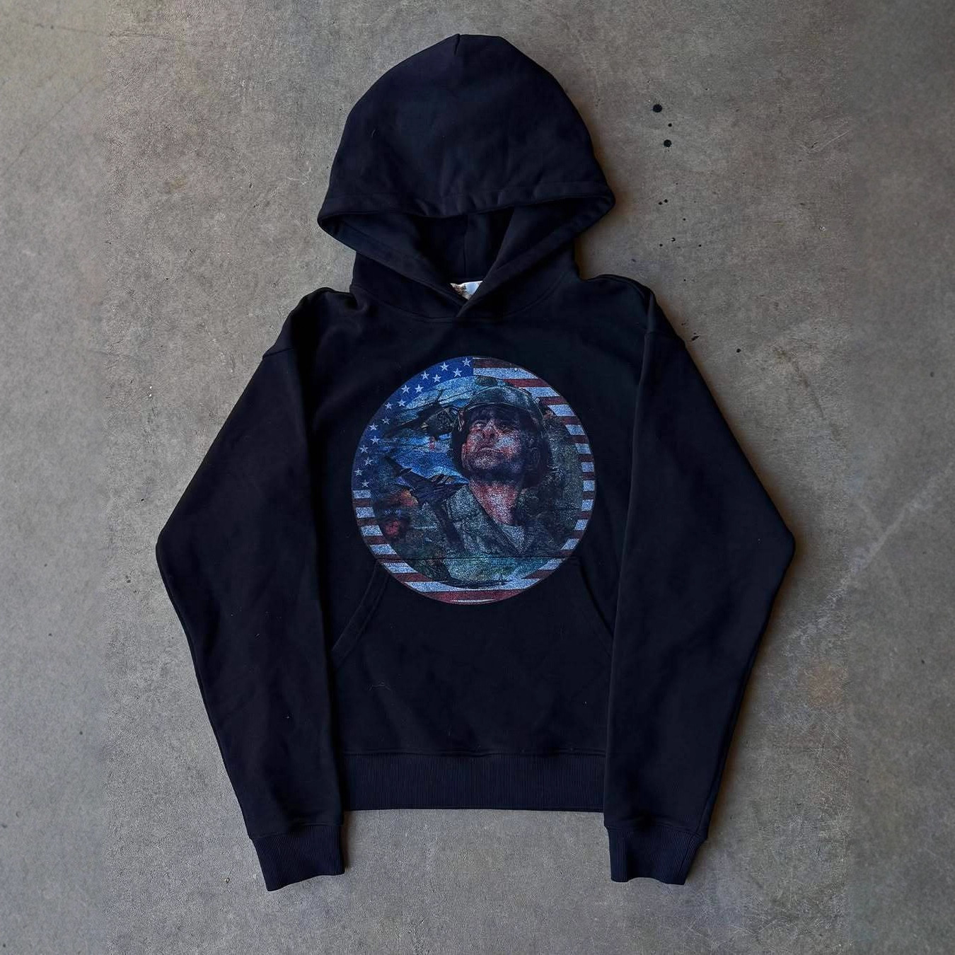 Men Black Galaxy Figure Circle Print Hoodie Drawstring Kangaroo Pocket Loose Streetwear Long Sleeve Sweatshirt 05