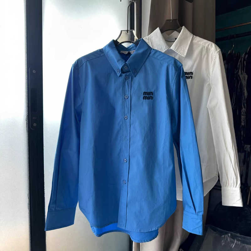 Women's Blouses & Shirts Designer MIU-style boyfriend-style age-reducing women's shirt top