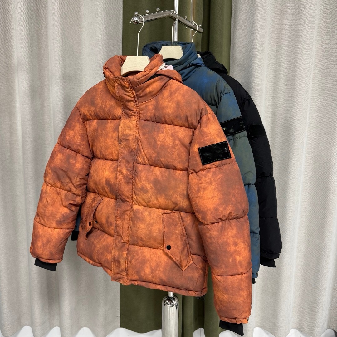Designer Jacket Cotton Warm Mens S P Stone Collab Jacket Puffer Jackets Painted Camo Crinkle Puffy Jacket Clothing Couple Street Style Winter Winter