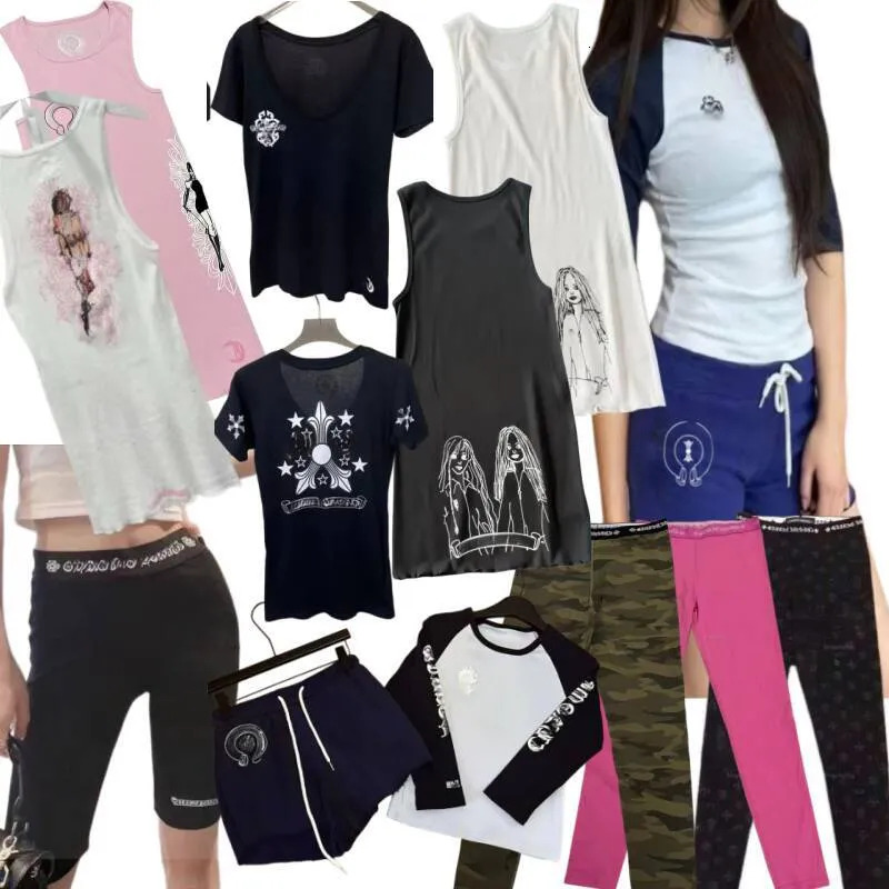chrome leggiss Designer Women High Quality Cotton Luxury Leggings Skinny Shirts Tank Tops Branded Shorts Women Tight Pants Hiphop Casual T Shirts 88