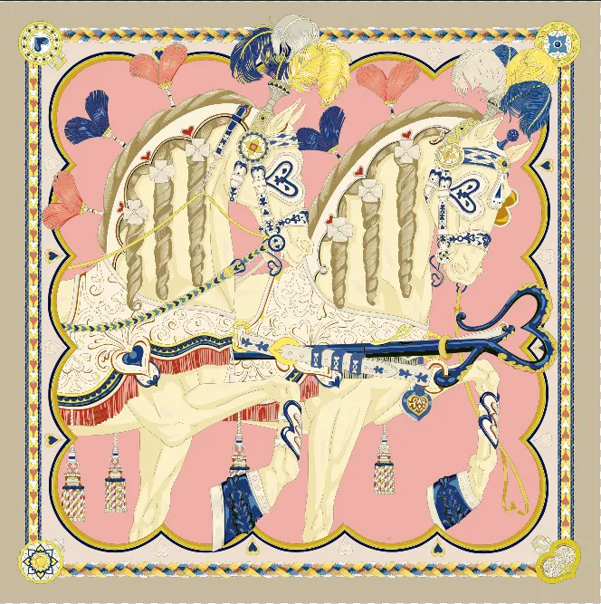 New Designer Silk scarf H High quality square silk scarf girl Bright color ring headband H Top Brand letters Classic bag pattern chain buckle Luxury