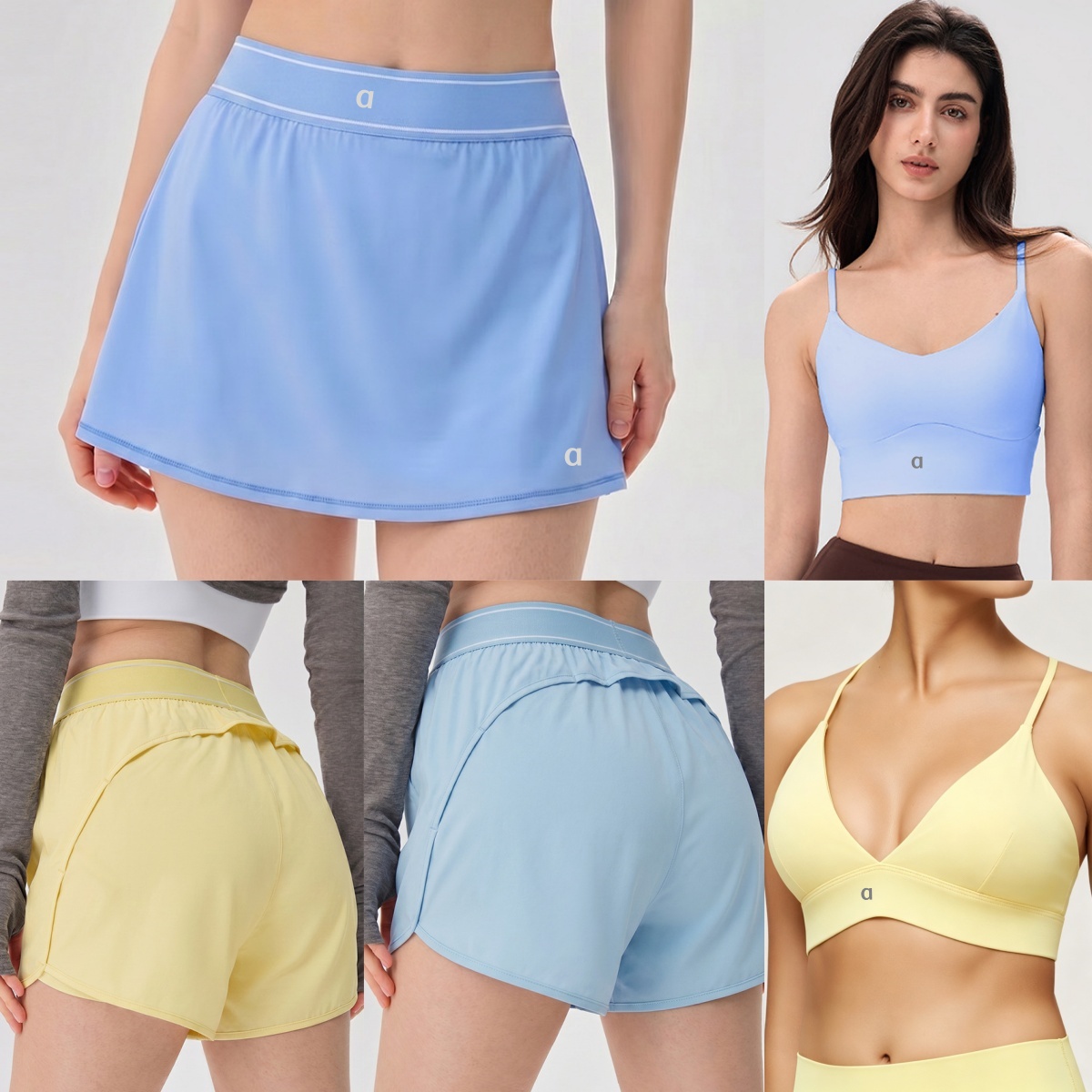 A2535 Women's Anti-Glare Yoga Dress Pants with Skin-Friendly Nude High-Waist Tennis Skirt-Like Fitness Wear Stretchy A-Line Sportswear Gym Skir