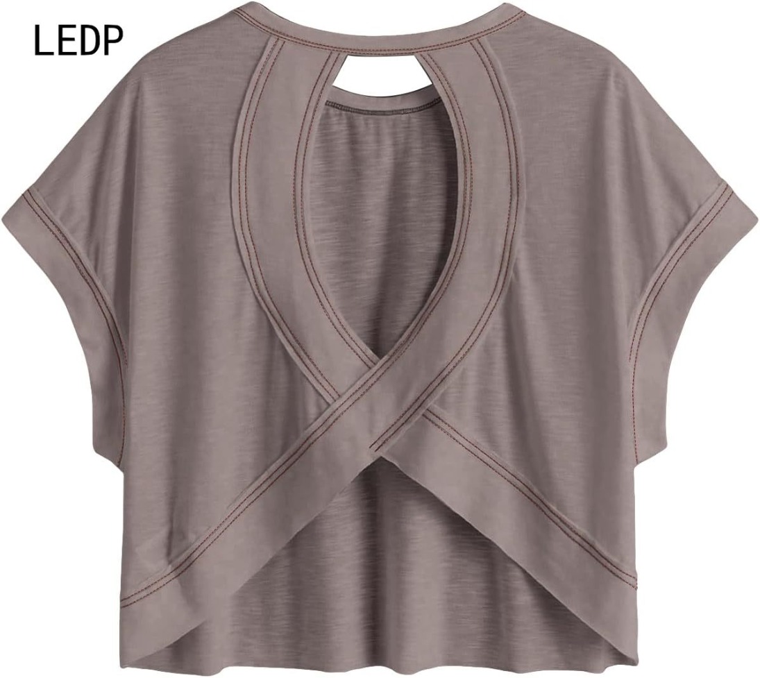 290986 T-shirt teint par nouage en grain de bois de mélèze grande taille haut littéraire nordique en grain de bois naturel teint à la main pour f