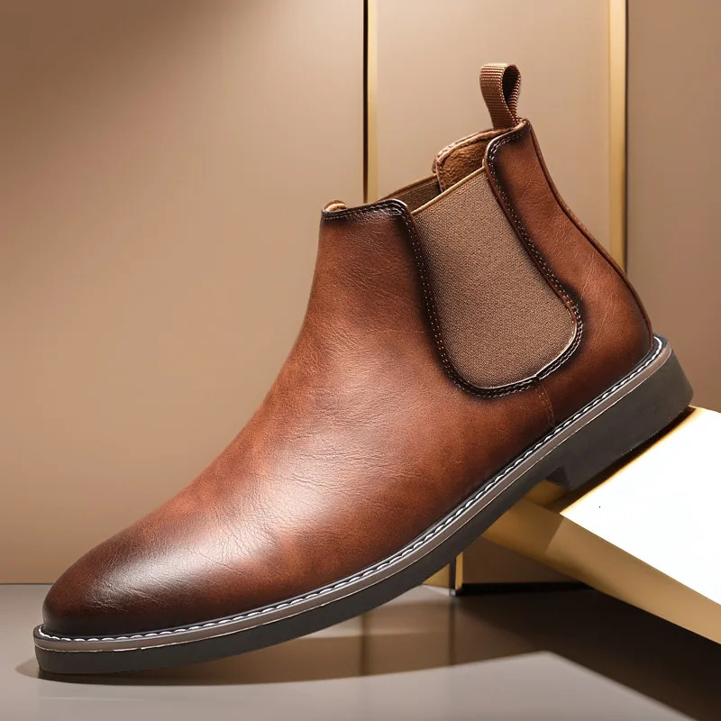 Mens Chelsea Boots y High Quality Men Leather Boots Fashion British Style High Top Men Shoes Comfort Business Ankle Boots 260714BJ